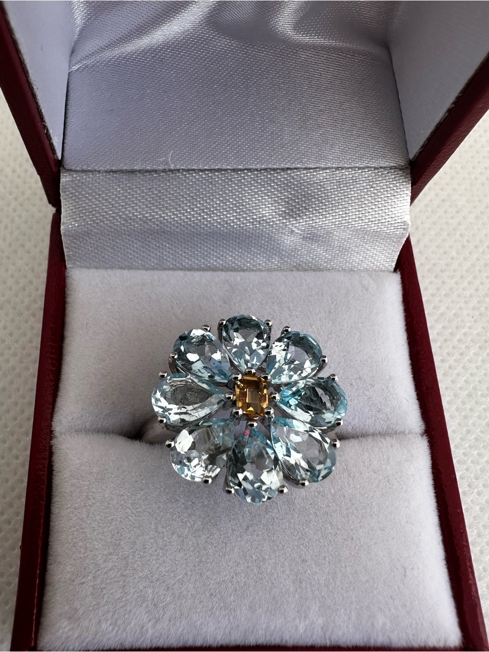 Sky Blue Topaz and Citrine Ring